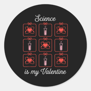 Wetenschap is mijn Valentijnsdag Chemie Atoom Test Ronde Sticker