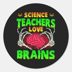 Wetenschap Leraren Liefde Hersenen Skelet Hand Har Ronde Sticker