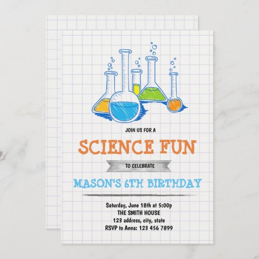 Wetenschap leuke verjaardag uitnodiging (Voorkant / Achterkant)