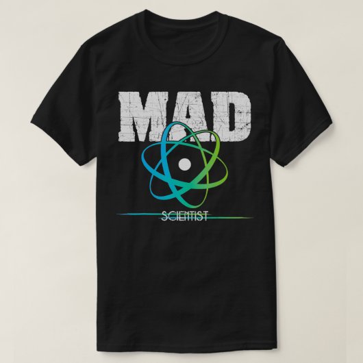 Wetenschap Nerd Geek Mad Scientist Atom Design T-shirt (Design voorkant)