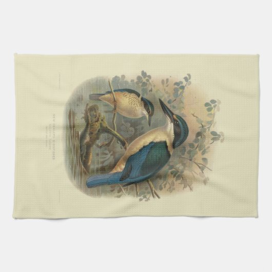 Wetenschap NZ Birds - NZ Kingfisher Theedoek (Horizontaal)