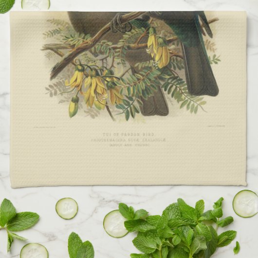 wetenschap NZ Birds - Tui Tea Towel Theedoek (Gevouwen)