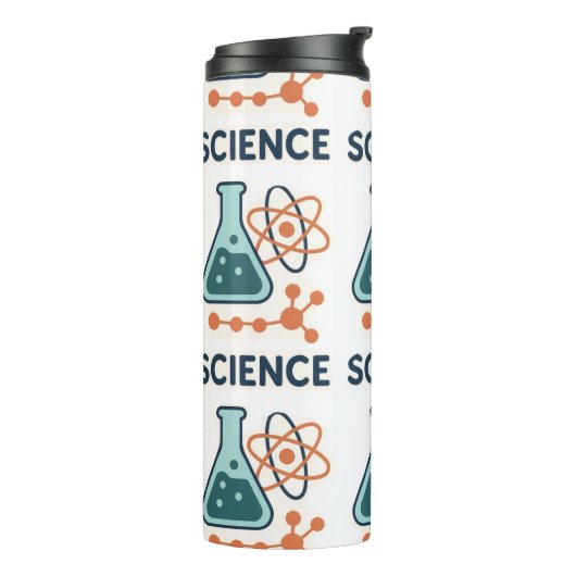 Wetenschap Onderwerp Sticker – Kolf, Moleculen & A Thermosbeker (Gedraaid links)