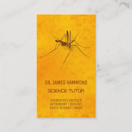 Wetenschap Privé Tutor Mosquito in Amber Fossil Visitekaartje (Voorkant)
