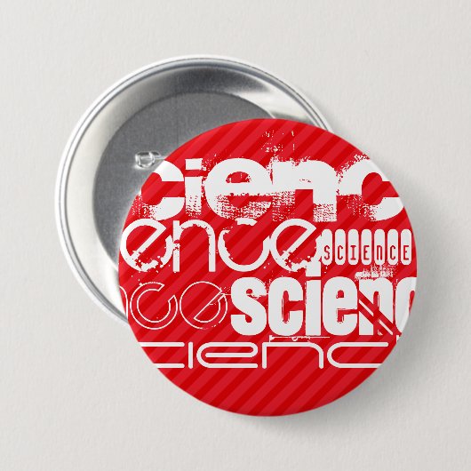 Wetenschap; Scarlet Red Stripes Ronde Button 7,6 Cm (Voorkant /achterkant)