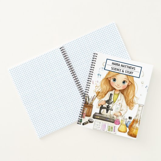 Wetenschap thema Meisje Notitieboek (Binnen)