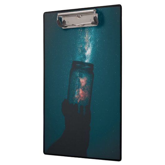 Wetenschap van de kosmos in een kruik klembord (Links)