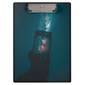 Wetenschap van de kosmos in een kruik klembord (Voorkant)