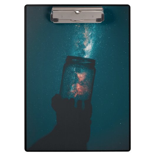 Wetenschap van de kosmos in een kruik klembord (Voorkant)