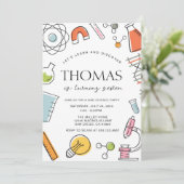 Wetenschap Verjaardagsfeest uitnodiging · Mad Scie (Staand voorkant)