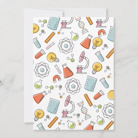 Wetenschap Verjaardagsfeest uitnodiging · Mad Scie (Achterkant)