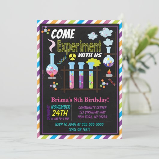 Wetenschap Verjaardagsfeest Uitnodiging voor een m (Staand voorkant)