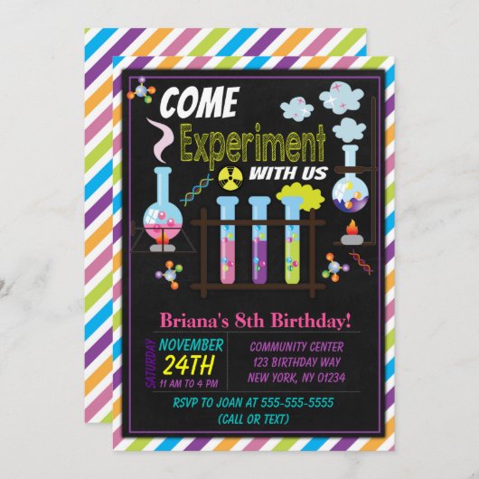 Wetenschap Verjaardagsfeest Uitnodiging voor een m (Voorkant / Achterkant)