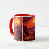 wetenschap - vulkaanplant met rode lava mok (Voorkant links)