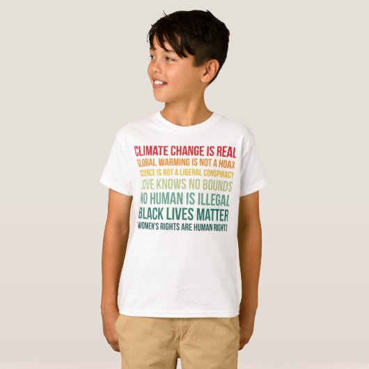 Wetenschap wereldwijde klimaatverandering is echt t-shirt (Voorkant volledig)