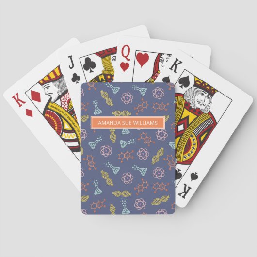 Wetenschap / Wetenschap - Jouw naam / Monogram DNA Pokerkaarten (Achterkant)