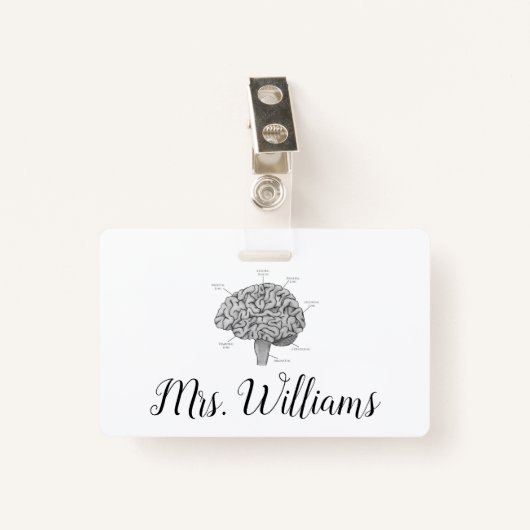 Wetenschappelijk brein badge (Voorkant met clip)