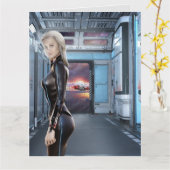 WETENSCHAPPELIJKE BEELDSCHERM LEATHER VROUW BIRTHD KAART (Gele Bloem)