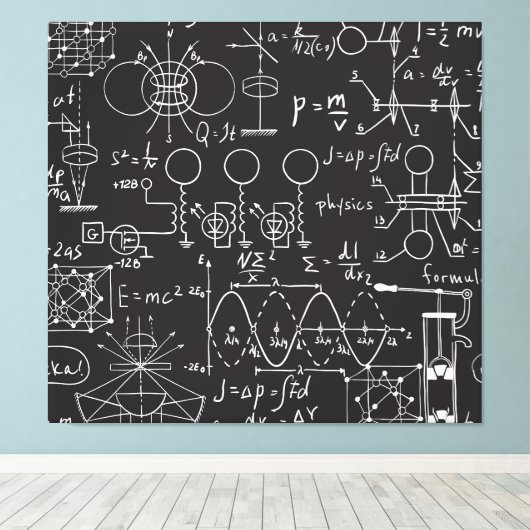 Wetenschappelijke formules: Chalkboard Calculation Canvas Afdruk (Insitu (Houten vloer))