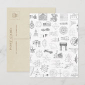 wetenschappelijke illustraties Zwart wit patroon Briefkaart (Voorkant / Achterkant)