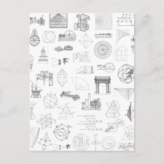 wetenschappelijke illustraties Zwart wit patroon Briefkaart (Voorkant)