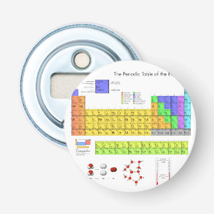 Wetenschappelijke periodieke tabel van de elemente button flesopener