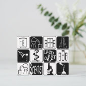 WETENSCHAPPELIJKE SYMBOLEN EN TOOLS VAN LABORATORI BRIEFKAART (Staand voorkant)