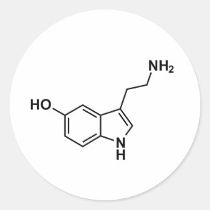 wetenschappelijke symbolen van serotonine chemisch ronde sticker