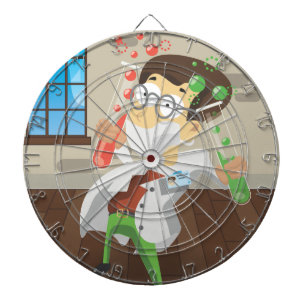 Wetenschapper Met Reageerbuizen Dartbord