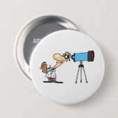 Wetenschapper met Telescope Astronomy Science Humo Ronde Button 7,6 Cm (Voorkant /achterkant)