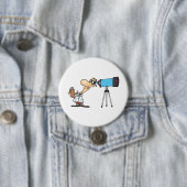 Wetenschapper met Telescope Astronomy Science Humo Ronde Button 7,6 Cm (In situ)