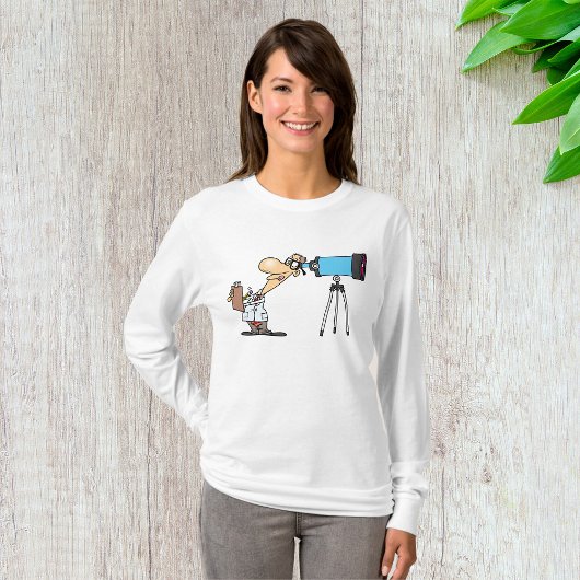 Wetenschapper met Telescope Astronomy Science Humo T-shirt