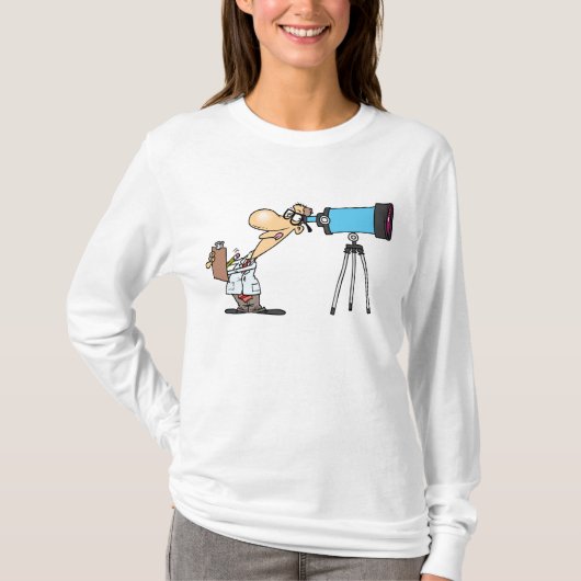 Wetenschapper met Telescope Astronomy Science Humo T-shirt (Voorkant)