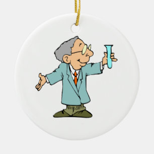 Wetenschappers Nerd in lab coat met testbuis Keramisch Ornament