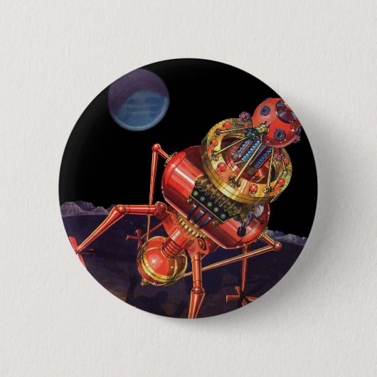 wetenschapscentrum met Alien Robot Ronde Button 5,7 Cm (Voorkant)