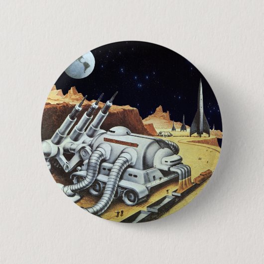  wetenschapscentrum, ruimtestation op de maan ronde button 5,7 cm (Voorkant)