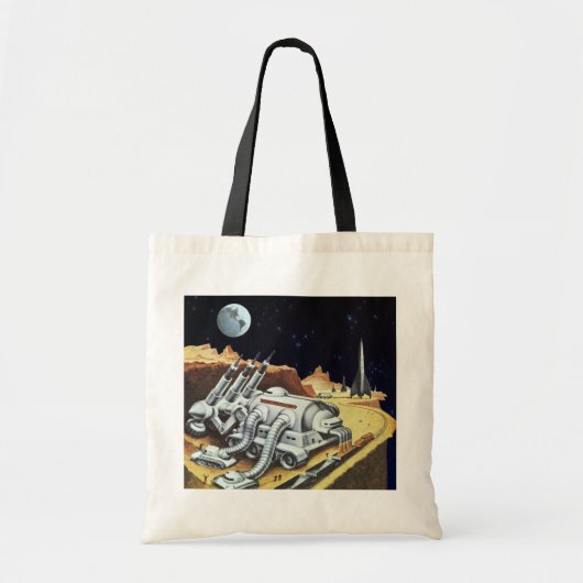 wetenschapscentrum, ruimtestation op de maan tote bag (Voorkant)