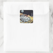  wetenschapscentrum, ruimtestation op de maan vierkante sticker (Tas)