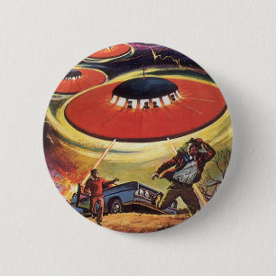  wetenschapscentrum, Sci Fi UFO Alien Invasion Ronde Button 5,7 Cm
