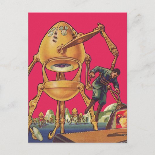  wetenschapscultuur Alien Robot vangt Man Briefkaart (Voorkant)
