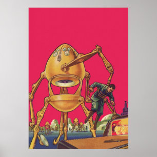 wetenschapscultuur Alien Robot vangt Man Poster