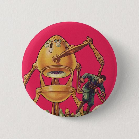  wetenschapscultuur Alien Robot vangt Man Ronde Button 5,7 Cm (Voorkant)