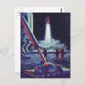 wetenschapscultuur Aliens Wave to Rocket Briefkaart (Voorkant / Achterkant)