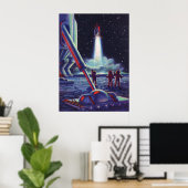  wetenschapscultuur Aliens Wave to Rocket Poster (Thuiskantoor)