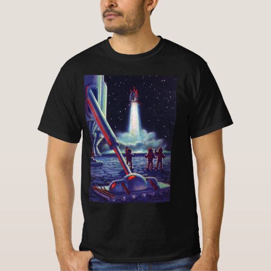  wetenschapscultuur Aliens Wave to Rocket T-shirt (Voorkant)