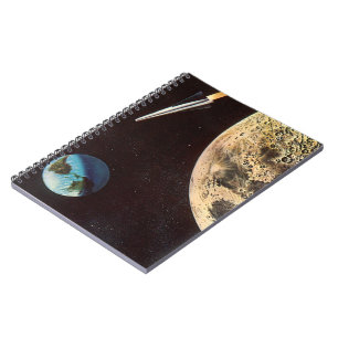 wetenschapscultuur, raketschild over de maan notitieboek