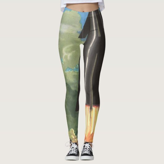  wetenschapscultuur, Rocket Blasting off Earth Leggings (Voorkant)
