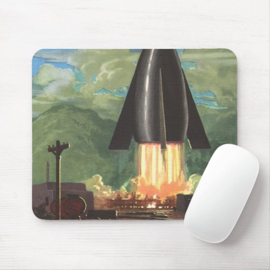 wetenschapscultuur, Rocket Blasting off Earth Muismat (Met muis)