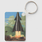  wetenschapscultuur, Rocket Blasting off Earth Sleutelhanger (Achterkant)