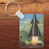  wetenschapscultuur, Rocket Blasting off Earth Sleutelhanger (Voorkant)